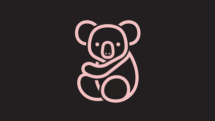 Obraz premium Pink koala illustration on black background