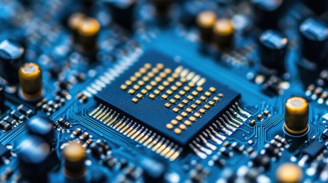 Close up of a computer CPU chip and circuit board