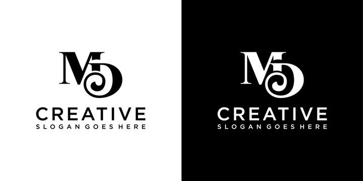 MD or DM initial letter logo design vector template