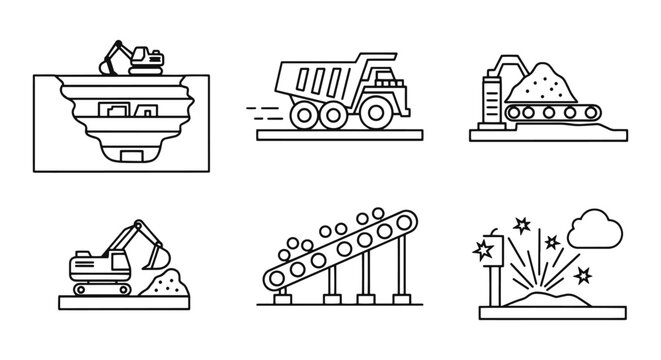 Surface Mining Line art vector creative abstract minimal