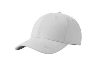 Fototapeta premium White baseball cap with curved brim and stitched seams isolated on transparent background