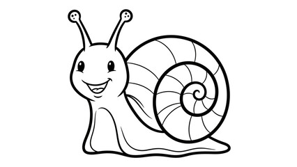 Cute Cartoon Snail Character Smiling Isolated on White Background © Umi