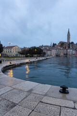 Fototapeta premium Rovinj old town waterfront at dusk, croatia