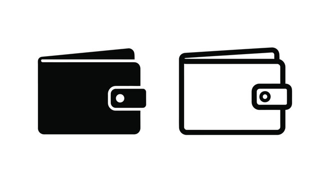 Two wallet icons a filled and outlined representation