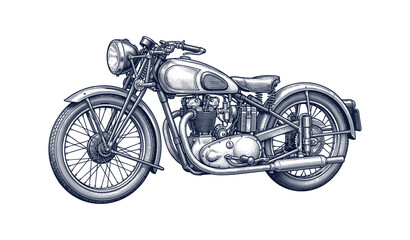 Obraz premium Vintage classic motorcycle detailed illustration