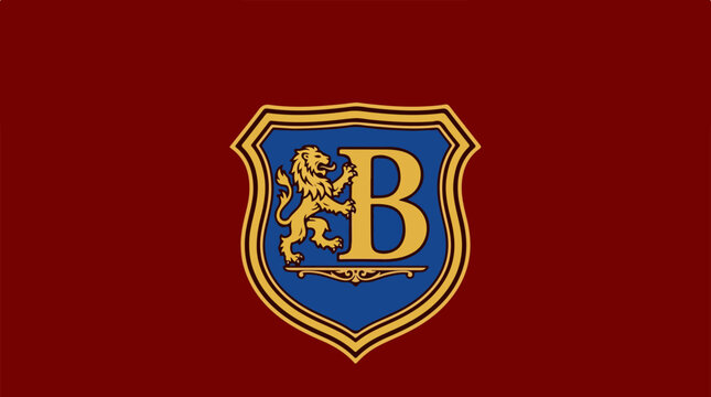 Heraldic Lion Shield Emblem.