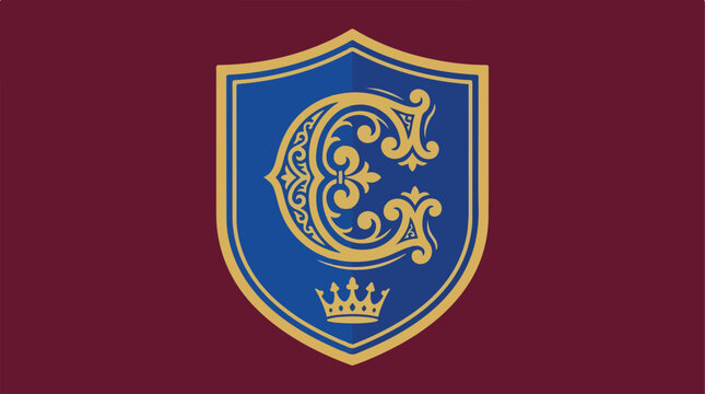 Heraldic Shield with Gold Letter.