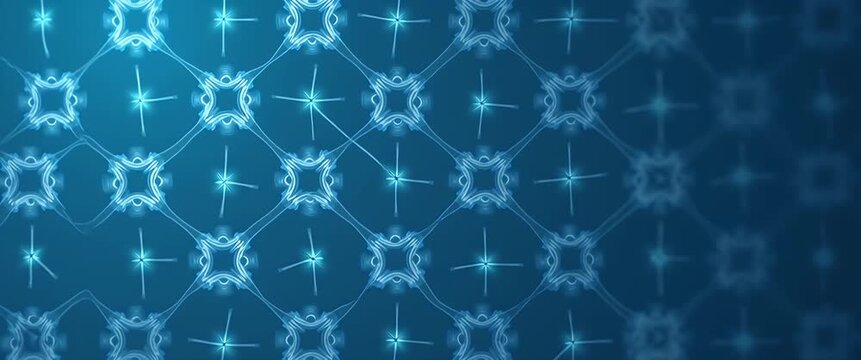 Glowing geometric patterns gently pulse and shift in a mesmerizing loop as the camera slowly pans across a digital backdrop, creating a futuristic, abstract cinematic ambiance.