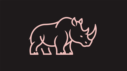 Pink rhino silhouette on black background © Golden