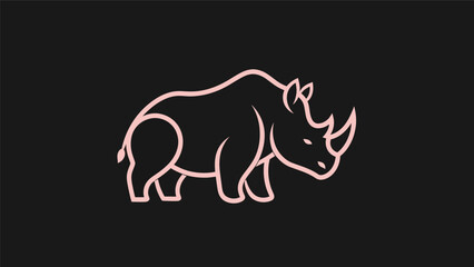 Pink rhino silhouette on black background © Golden
