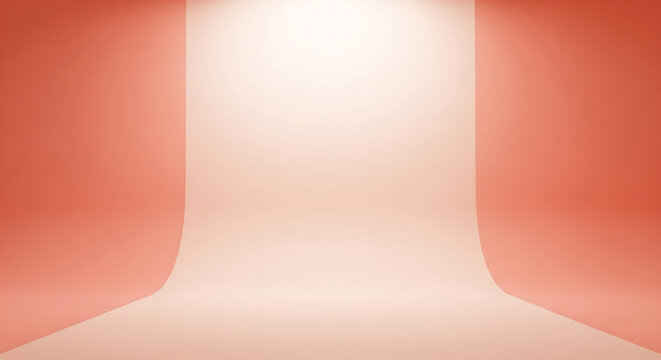 Empty photography studio backdrop with soft lighting, ideal for product placement and creative backgrounds.