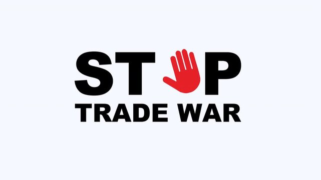 Stop trade war with a red hand image for global trade negotiations or promoting peace and cooperation between countries.