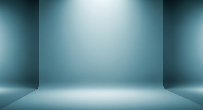Empty studio background with smooth gradient and spotlight, perfect for product placement and advertisements.