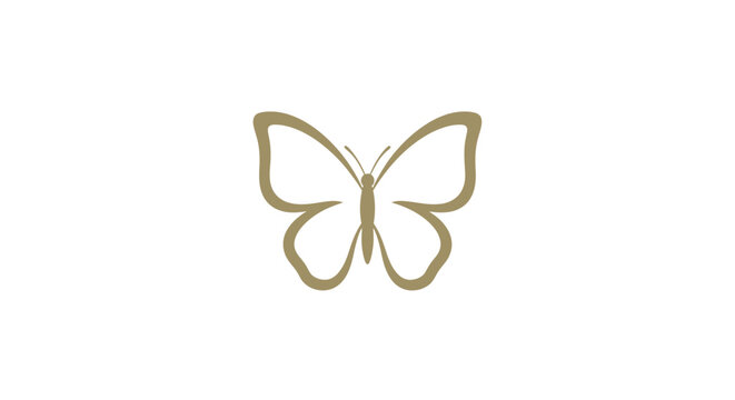 Golden Butterfly Icon Symbol Design.