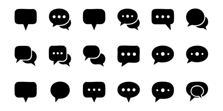 A collection of various chat and speech bubbles icons on a white background.