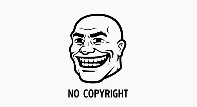 Stylized illustration of a grinning bald head with a wide, mischievous smile, depicting a cunning and humorous character often associated with internet culture and playful pranks