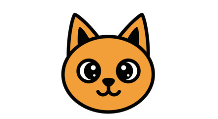 Fototapeta premium Orange cat illustration: Simple cartoon head with big eyes, suitable for design use