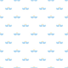 Obraz premium Light blue celestial angel wings with golden halos repeat on white background