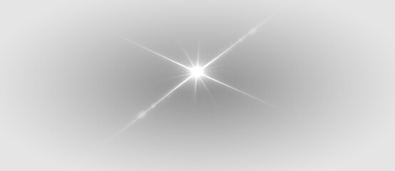 Bright lens flare light burst, glowing star shine with radiant beams and optical streaks, abstract sparkle illumination effect on transparent background © Victoria