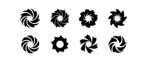 Abstract geometric white shapes on black background