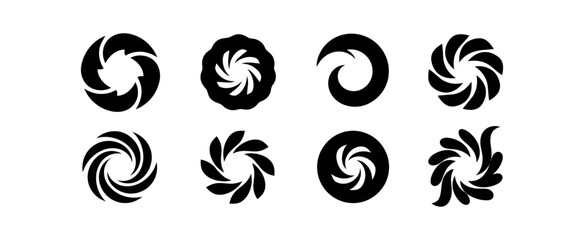 Abstract swirl symbols on black background graphic
