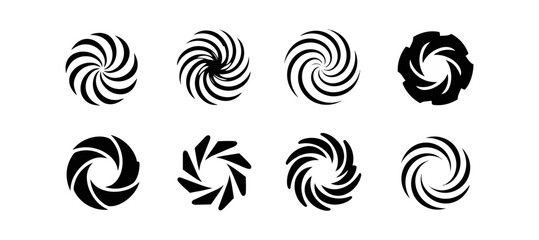 Abstract swirls and bursting elements on black background