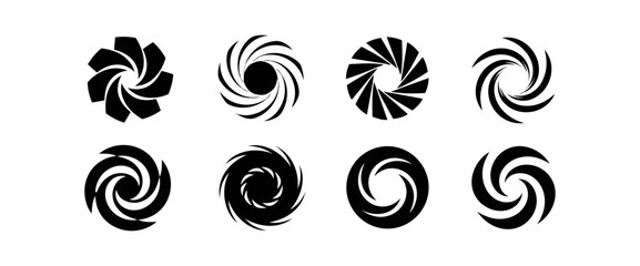 Abstract swirls and circular designs on black background