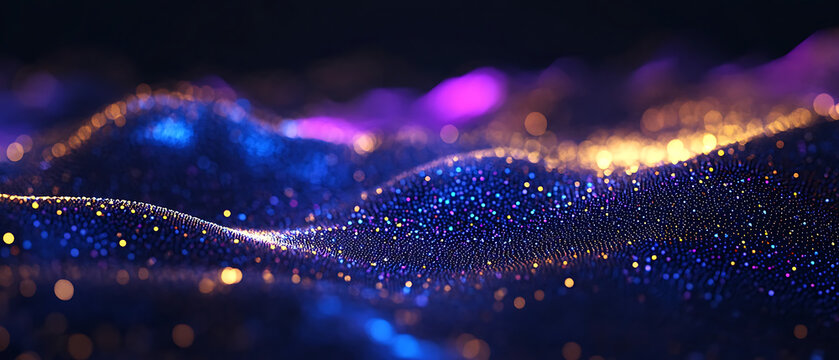 Abstract data protection network, glowing points, dime light, futuristic theme, purple and aqua gradient with depth lighting, ultra details dark background,8 k resolution, high contrast , 
