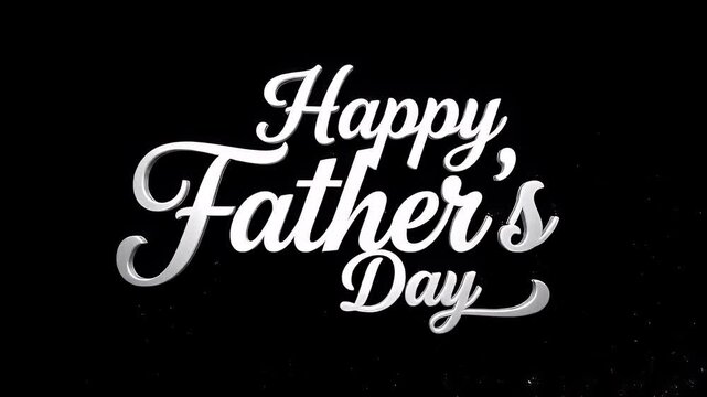 Happy Father's Day elegant silver text on black background