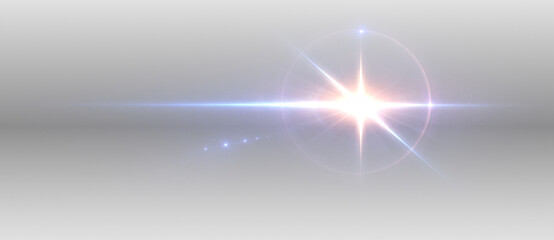 Lens flare light burst with glowing halo ring, bright star shine and radiant beams, abstract optical illumination effect with colorful glow and streaks on transparent background © Victoria