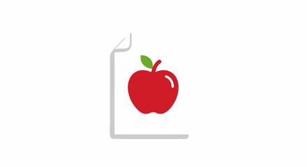 Fototapeta premium Simple graphic featuring a stylized apple icon within a document symbol design