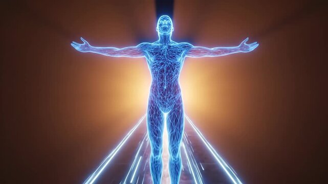 Human Body Glow Light Rays Ascension.