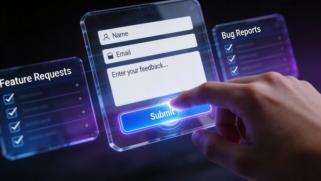 Hand interacting with digital feedback interface