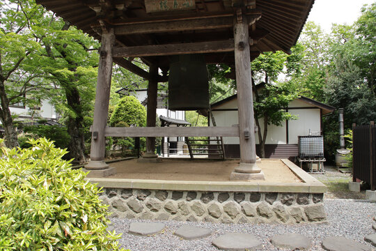 bell tower in a buddhist temple (rinno-ji) in sendai in japan 