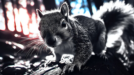 Naklejka premium Stylized Squirrel Portrait with Bokeh