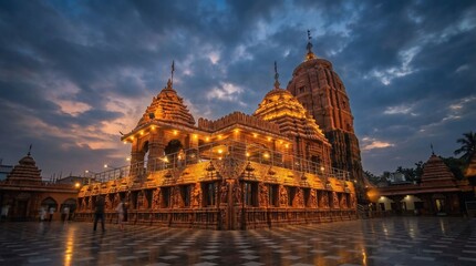 Fototapeta premium Shree Jagannath Temple Hyderabad Night View Sacred Odia Community Shrine and Spiritual Landmark