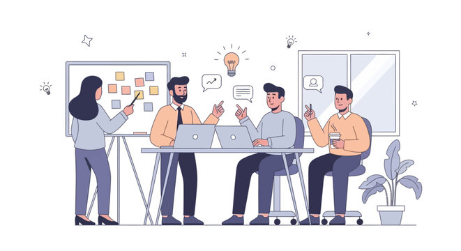 Business people discussing ideas together.