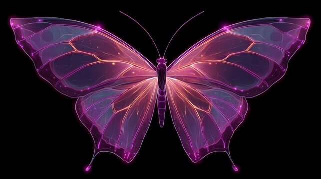 Dream purple luminous butterfly