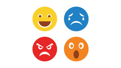 Fototapeta premium Four basic emojis depicting different human emotions and reactions