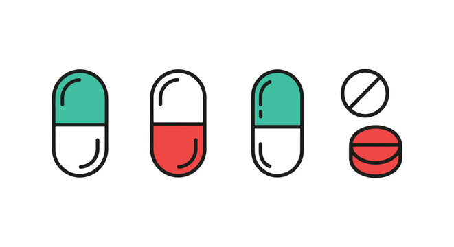 Pill Capsule Line art vector abstract clean shape illustration