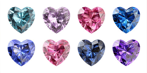 Fototapeta premium Colorful Heart-Shaped Diamonds on White: Valentine's Day & Wedding Vector Illustration Design