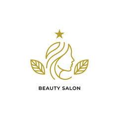 Obraz premium Elegant Beauty Salon Logo with Star and Leaves Design 1.