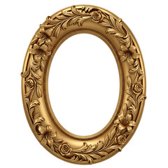 Obraz premium A gold picture frame with an ornate floral design on a black background