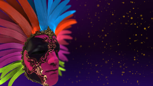 Rio de Janeiro Carnival colorful mask with copyspace