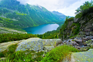 mountain lake in the mountains, lake in the mountains, lake and mountains, Morskie Oko in Tatry. © Salman