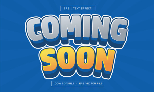 Coming Soon Announcement Blue 3D Text Effect