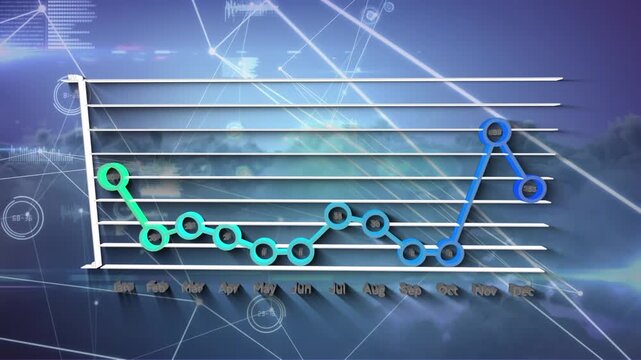 Animation of network of connections over register card and data processing
