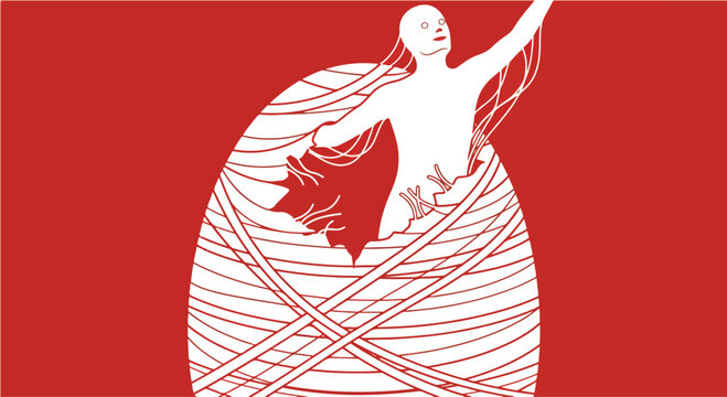 Personal Transformation Concept with Human Emerging from Cocoon Symbolizing Life Change Rebirth and Self Growth Breakthrough Illustration