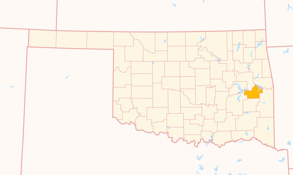 Map of the County Haskell (Oklahoma, US) showing the Federal State with the highlighted County