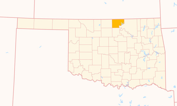 Map of the County Kay (Oklahoma, US) showing the Federal State with the highlighted County